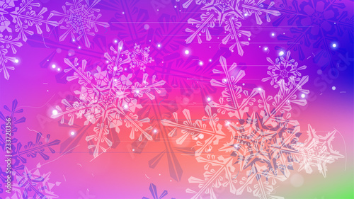 Snowflakes and festive lights - vector background with beautiful snowflakes that merrily shine and shimmer in color space
