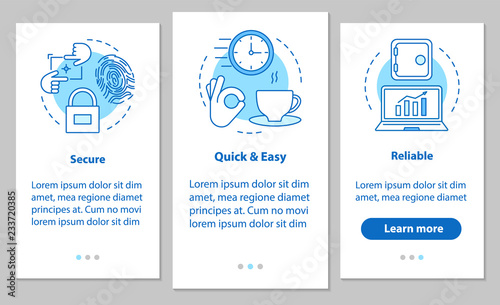 Digital services onboarding mobile app page screen with linear c