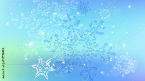 Snowflakes and festive lights - vector background with beautiful snowflakes that merrily shine and shimmer in color space