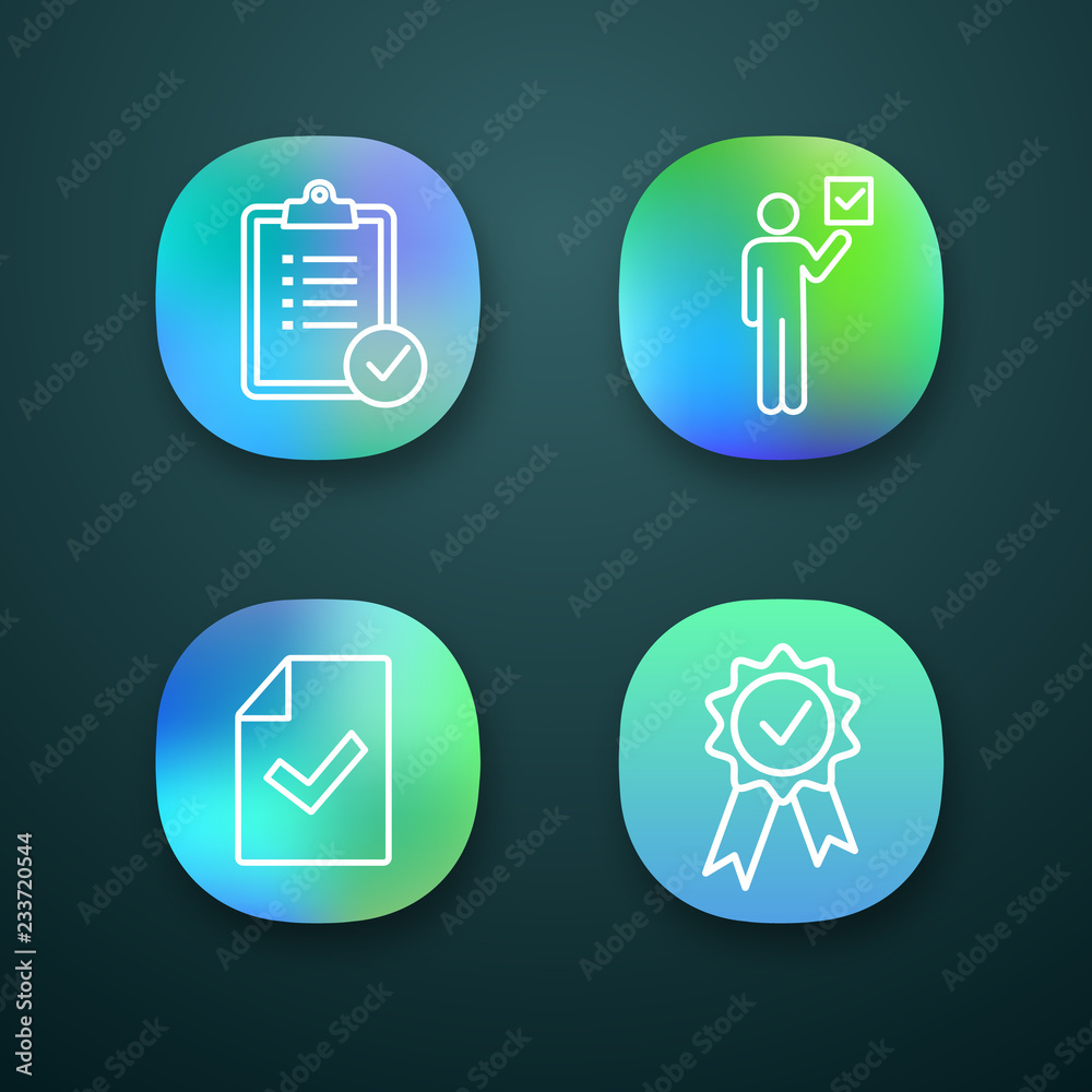 Approve app icons set Approve app icons set