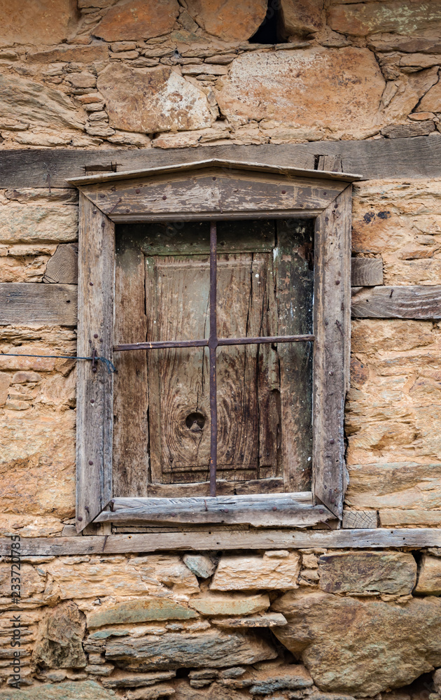 Historic Sirince village house window in Selcuk, Izmir, Turkey.