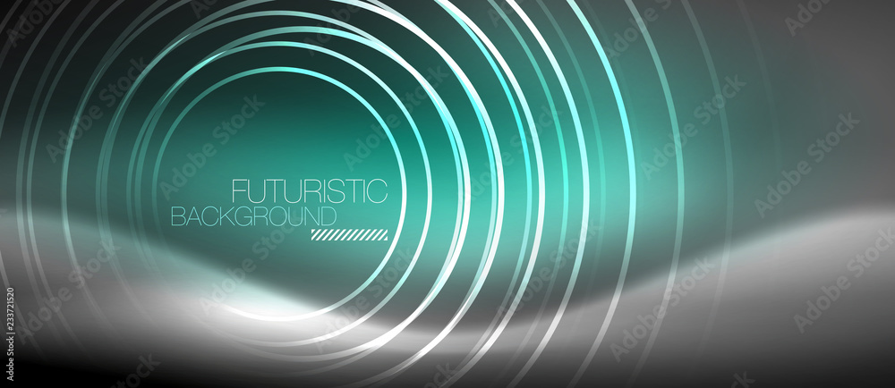 Neon circles abstract background, shiny lines Neon circles abstract background, shiny lines