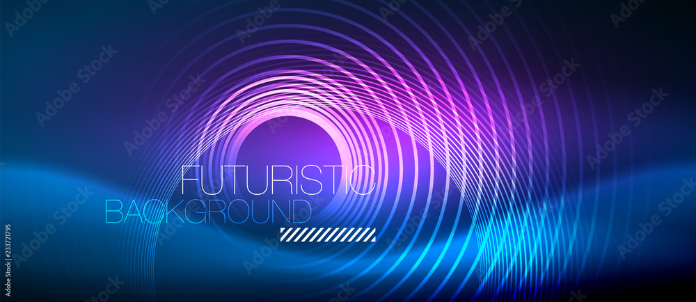 Neon glowing circles background Neon glowing circles background