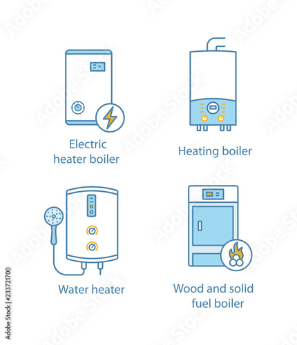 Heating color icons set