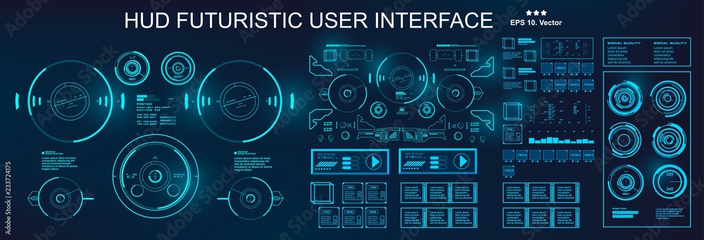 Sci-fi futuristic blue hud dashboard display virtual reality technology screen Sci-fi futuristic blue hud dashboard display virtual reality technology screen