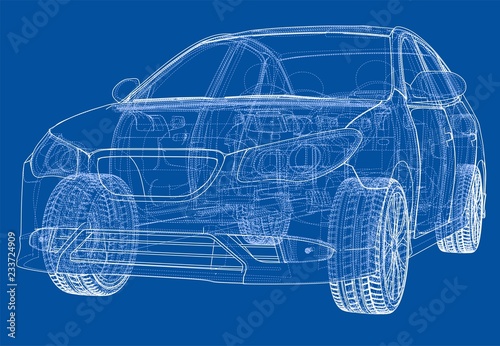 Concept car. Vector rendering of 3d