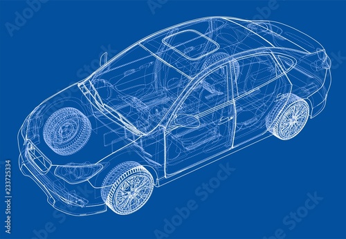 Concept car. Vector rendering of 3d