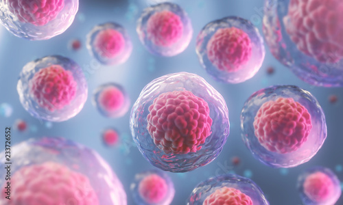 Billede på lærred 3d rendering of Human cell or Embryonic stem cell microscope background