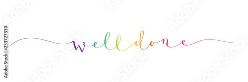 WELL DONE rainbow brush calligraphy banner