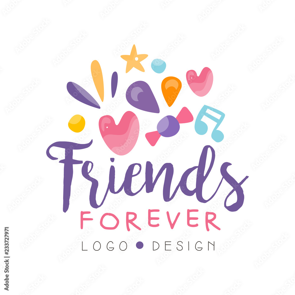 Friends forever logo design, Happy Friendship Day colorful ...