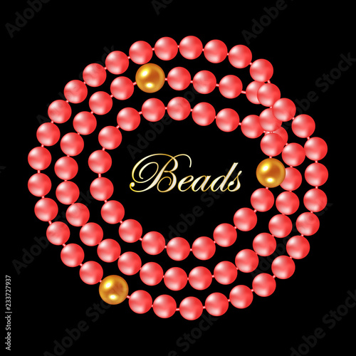 Coral pearl necklace. Vector illustration.