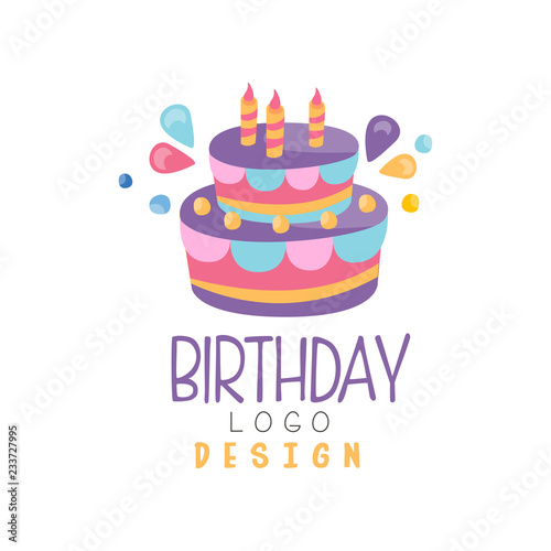 Birthday logo  colorful creative template for banner  poster  greeting card vector Illustration