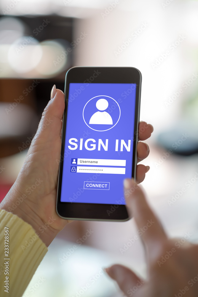 Sign in concept on a smartphone