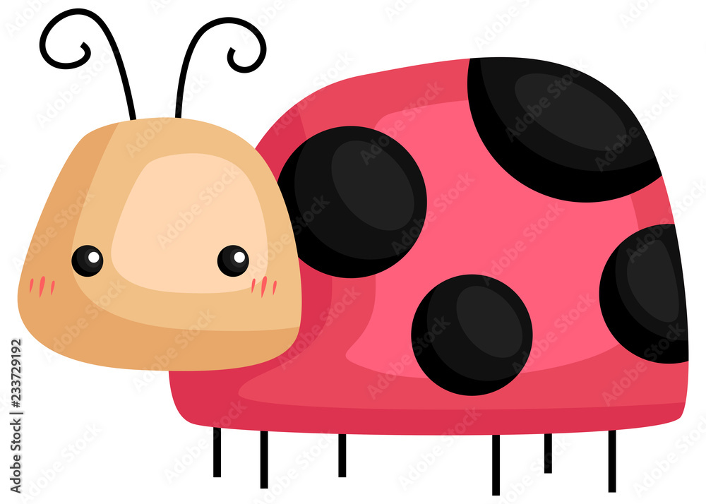 Obraz premium wektor uroczej i uroczej biedronki