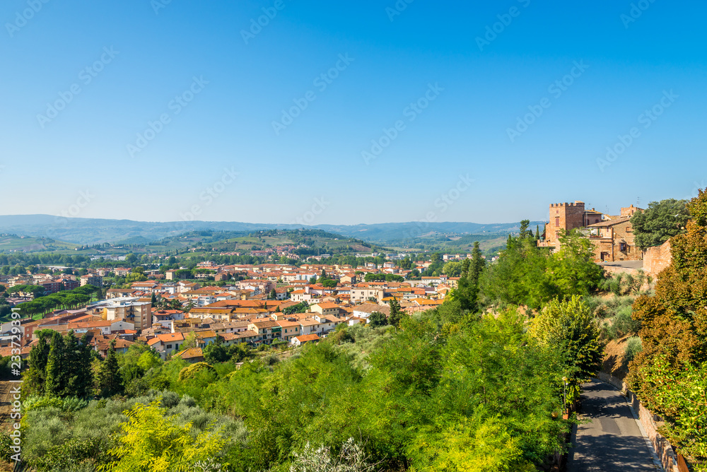 View at the lower town of Certaldo in Countryside of Italian Tuscany