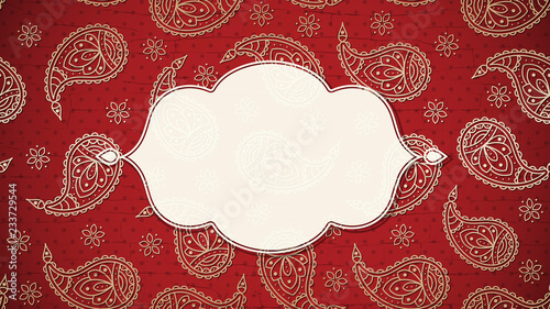 Paisley background with a frame in Indian slile
