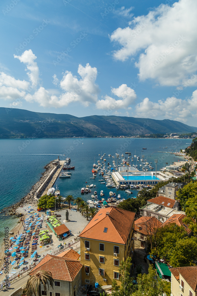 View of the port of Herceg Novi, vertical frame