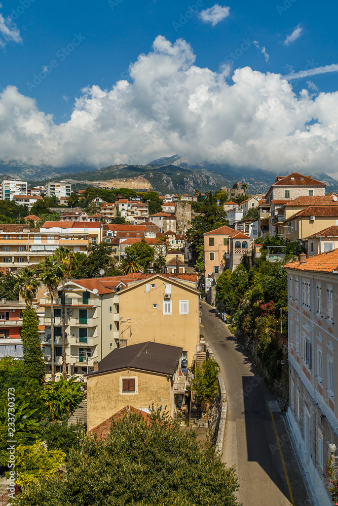 Herceg Novi city in Montenegro on a sunny summer day