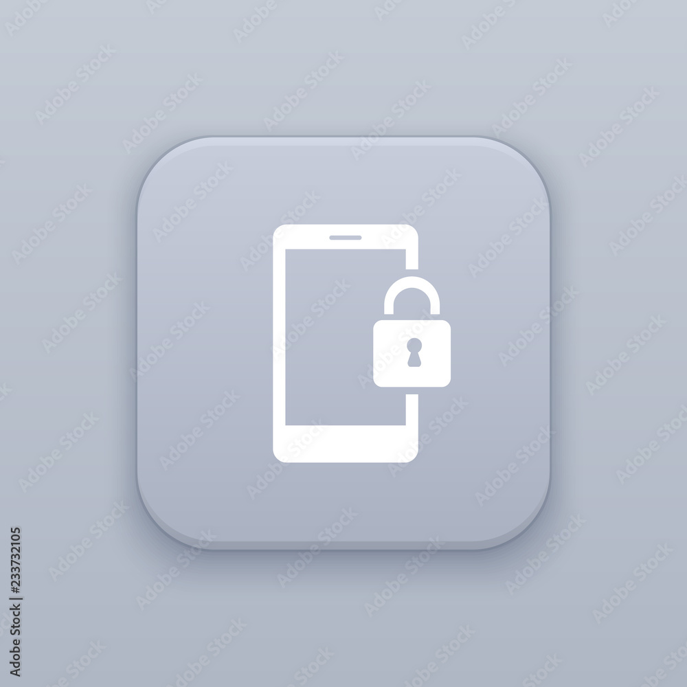 Lock screen, gray vector button with white icon Lock screen, gray vector button with white icon