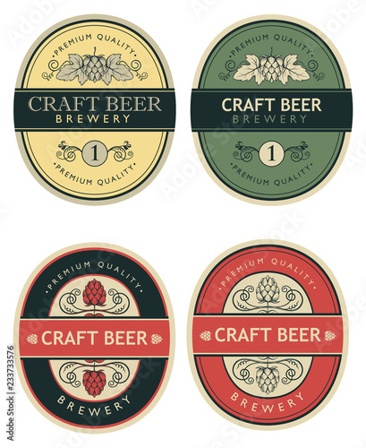 collection of beer labels in retro style
