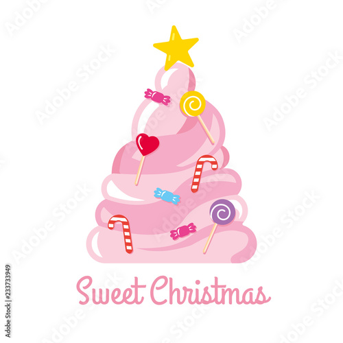 Christmas tree made of sweets and candies vector illustration