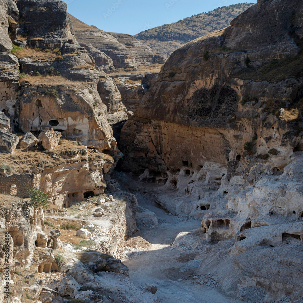 Hasankeyf Town Turkey View of the valley of ancient caves