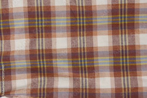 Cloth red plaid pattern closeup