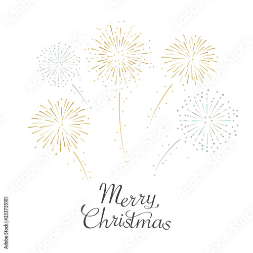 Townscape and fireworks illustration for christmas