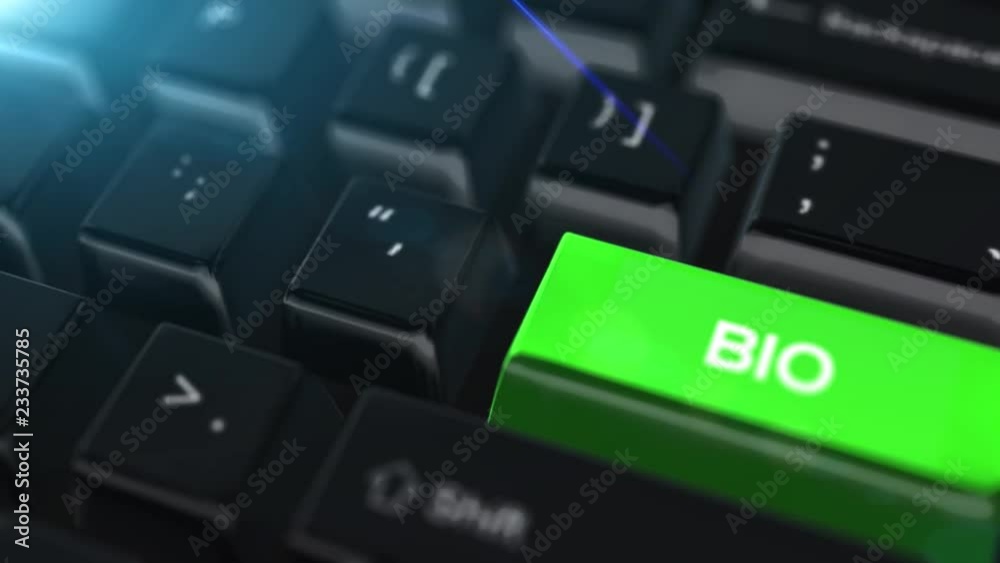 Animation close up computer keyboard with BIO Button Animation close up computer keyboard with BIO Button