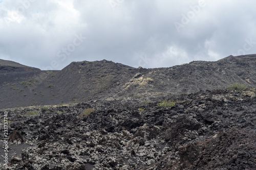 Desert stone volcanic landscape in Lanzarote, Canary Islands