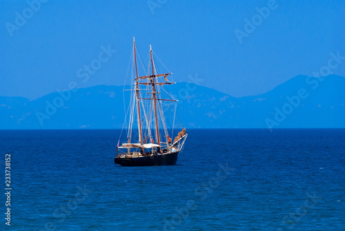 Traditional boat in Corfu island, Greece