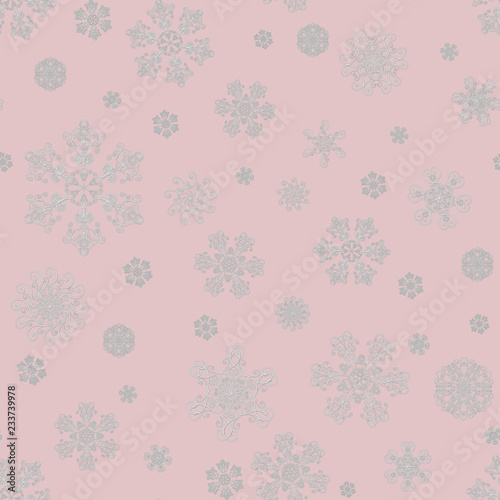 Winter christmas hand drawn seamless pattern print with snowflakes