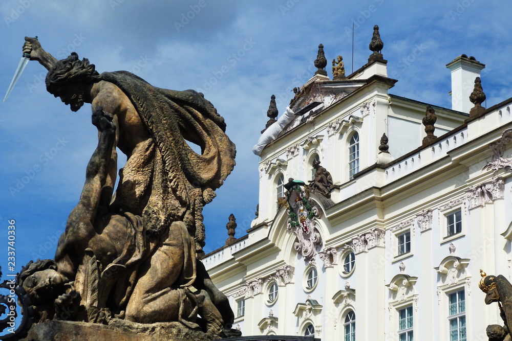 Detail of Matthias gate and Archibishp Palace, Prague Czech Republic