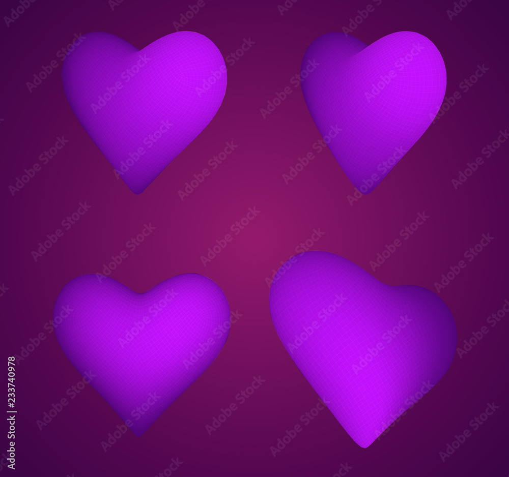 set of vector bulk hearts for medicine and holiday