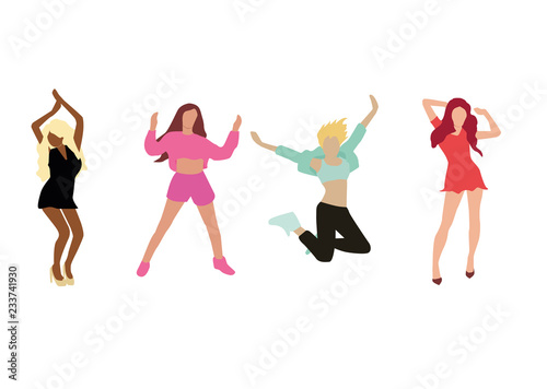 Dancing girl isolated on white background. Vector illustration.