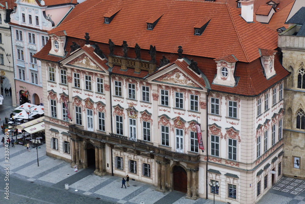 Top view of the buildings of the Old Town Square, Prague, Czech Republic Top view of the buildings of the Old Town Square, Prague, Czech Republic