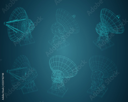 abstract vector. Radio antenna. astronomy and space research