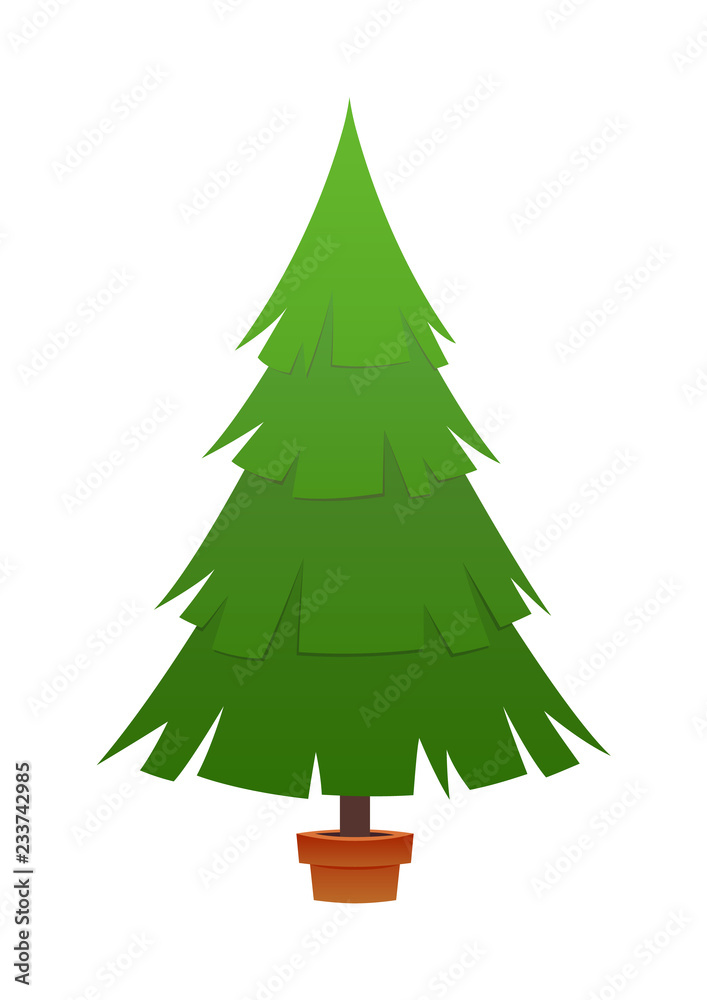 Beautiful elegant green Christmas tree illustration on white background Beautiful elegant green Christmas tree illustration on white background