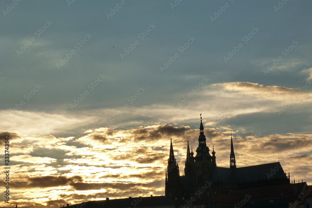 Naklejka premium St.Vitus Cathedral at sunset, Prague, Czech Republic