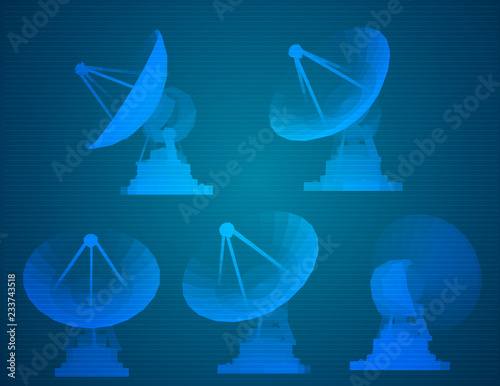 vector set. Radio antenna. astronomy and space research