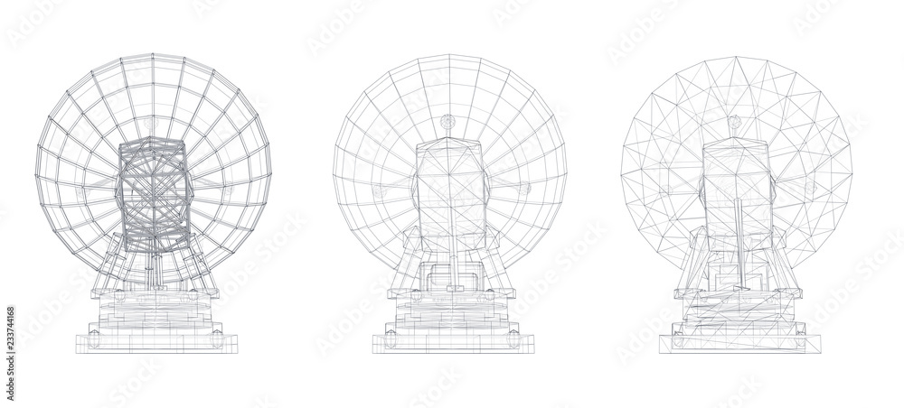 vector set. Radio antenna. astronomy and space research vector set. Radio antenna. astronomy and space research