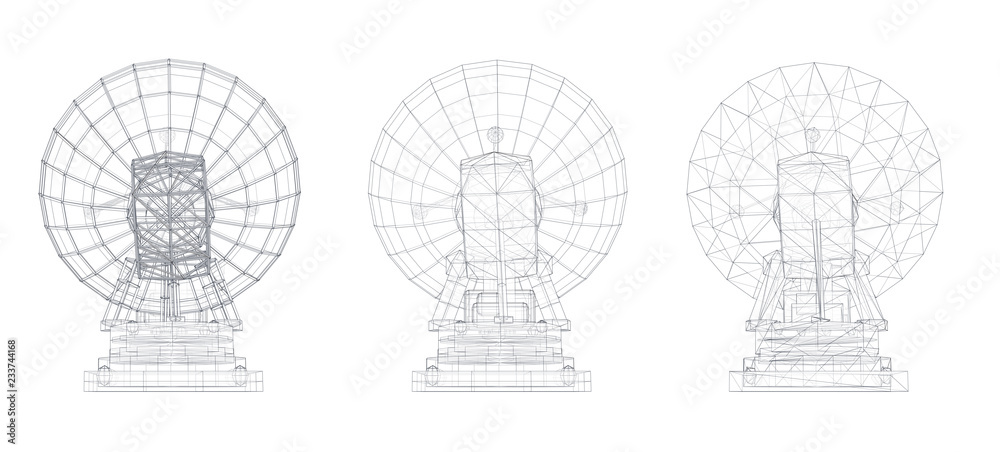 vector set. Radio antenna. astronomy and space research