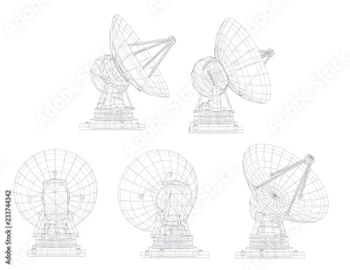 vector set. Radio antenna. astronomy and space research