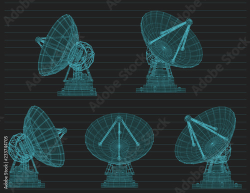 abstract vector. Radio antenna. astronomy and space research