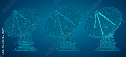 vector set. Radio antenna. astronomy and space research