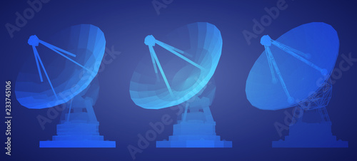 vector set. Radio antenna. astronomy and space research
