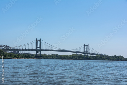 View of the R.F.Kennedy, Triborough Bridge from the East River, Manhattan, NYC
