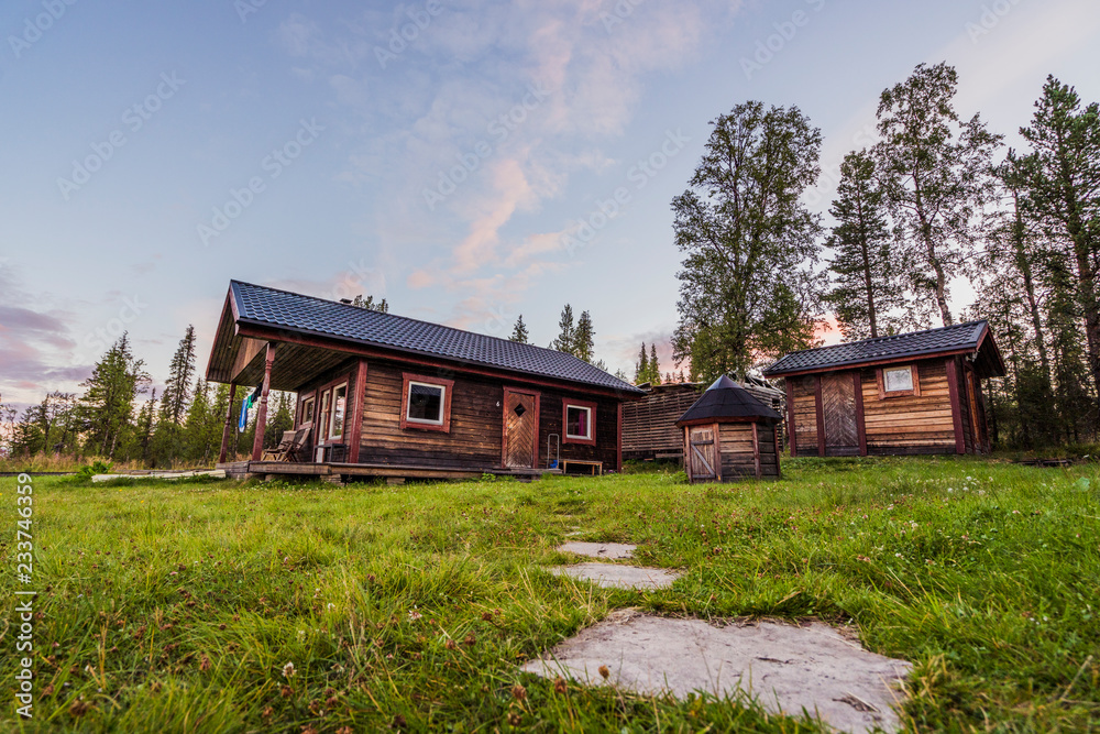 Sweden, Kiruna, Remote wood house in nature Sweden, Kiruna, Remote wood house in nature