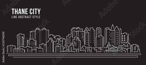 Cityscape Building Line art Vector Illustration design - Thane city