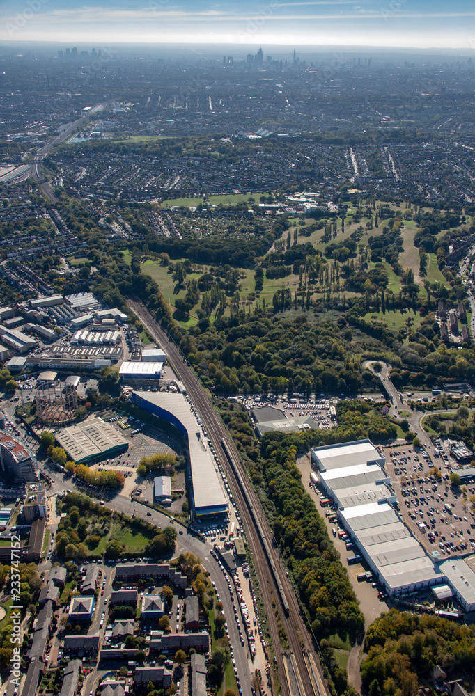 Aerial view of London Train Line